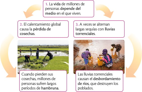 Esquema sobre efectos del cambio climático